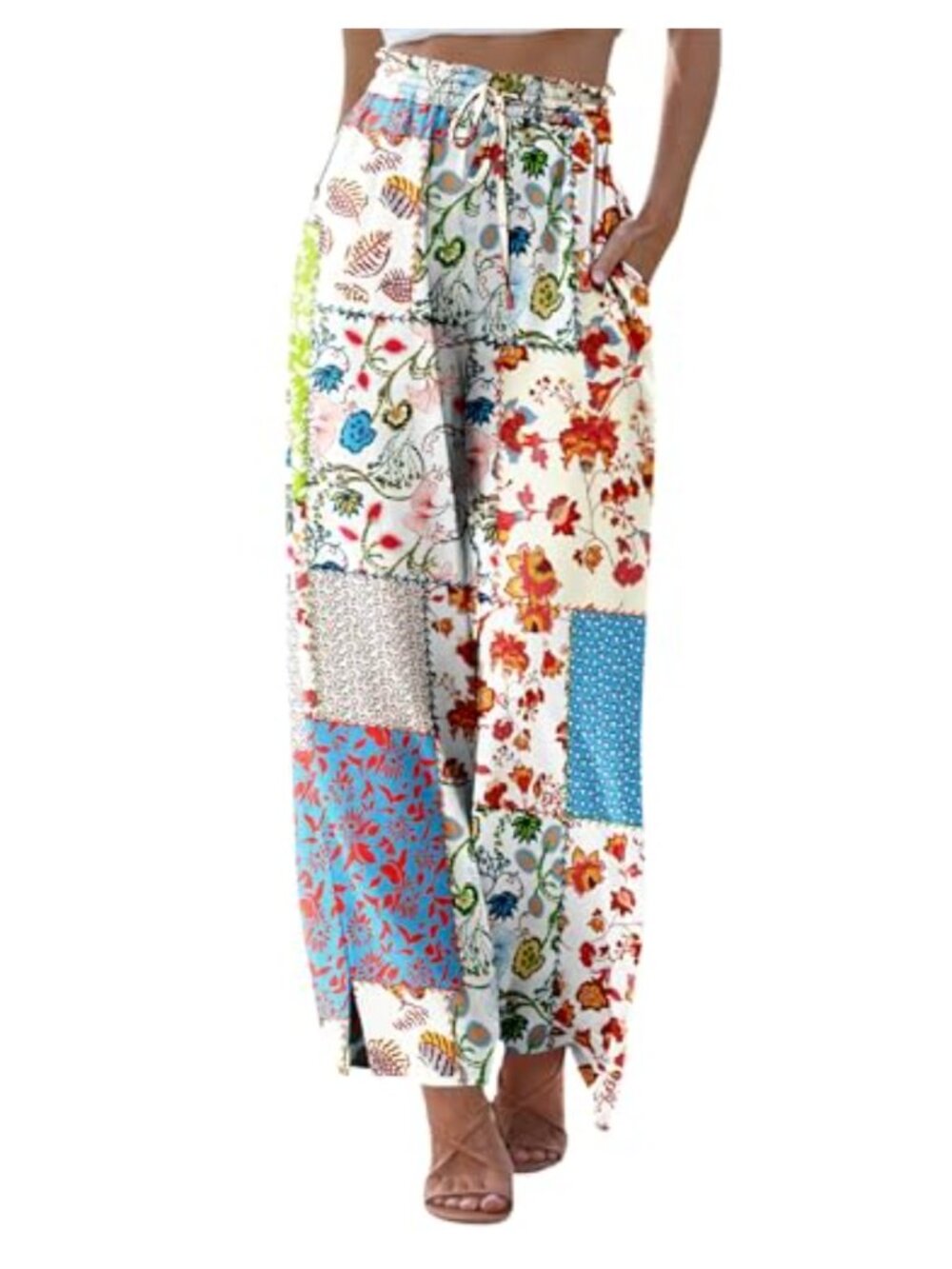Women's Palazzo Lounge Pants High Waist Wide Leg Drawstring Boho Trousers